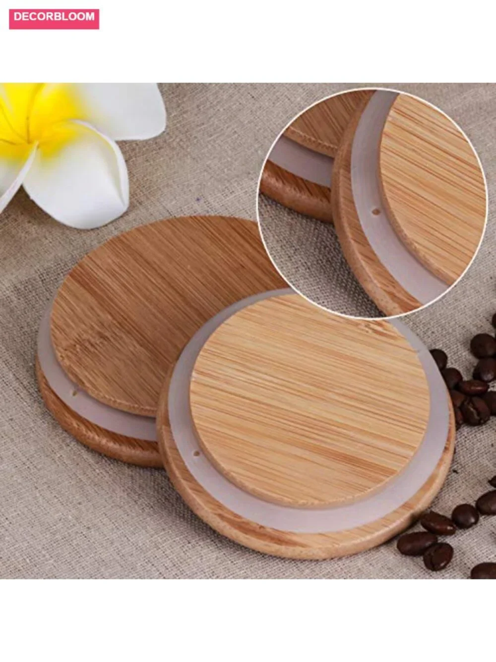 Set of 2 Borosilicate Glass Food Storage Jars with Wooden Lids, 48oz Airtight